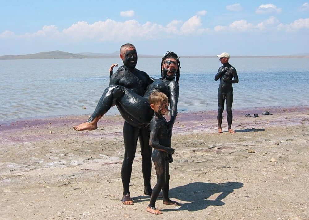 暗い泥と澄んだ水の写真